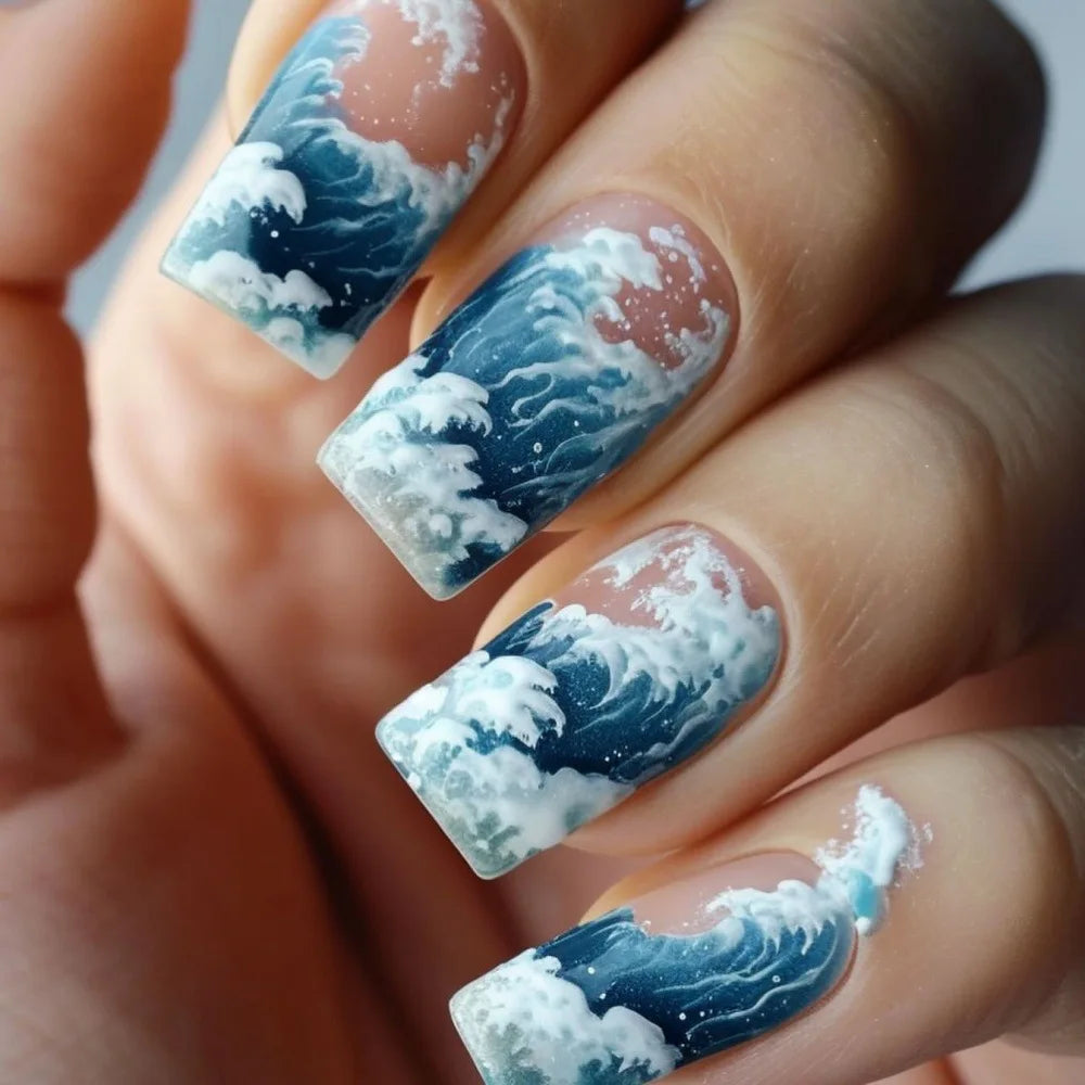 Ethereal Ocean Wave and Cosmic Collection Press-On Nails