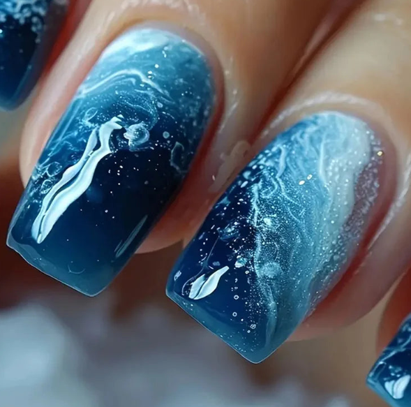 Ethereal Ocean Wave and Cosmic Collection Press-On Nails